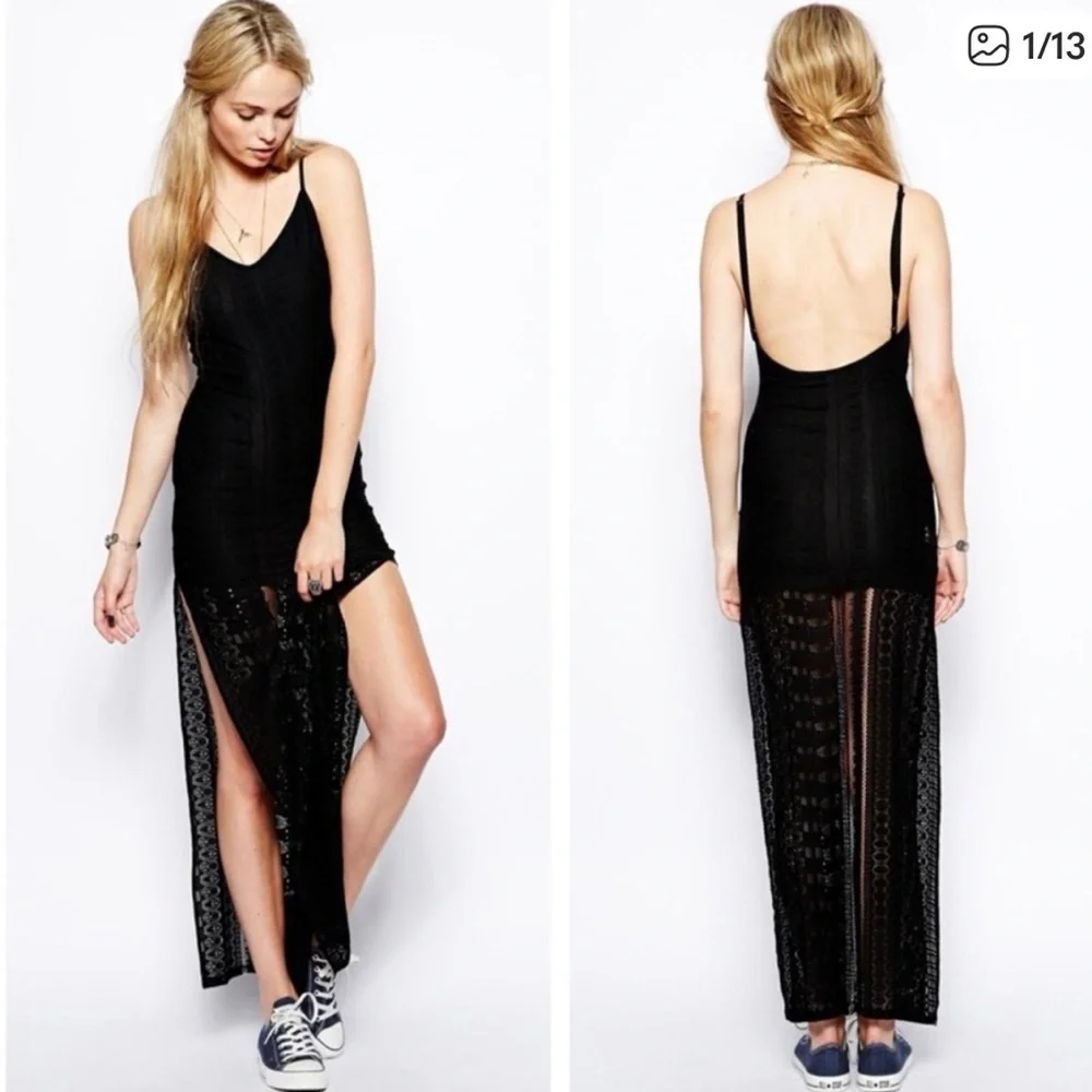 For Love and Lemons x Revolve Black Lace Overlay Maxi Dress | Small - Picture 2 of 16